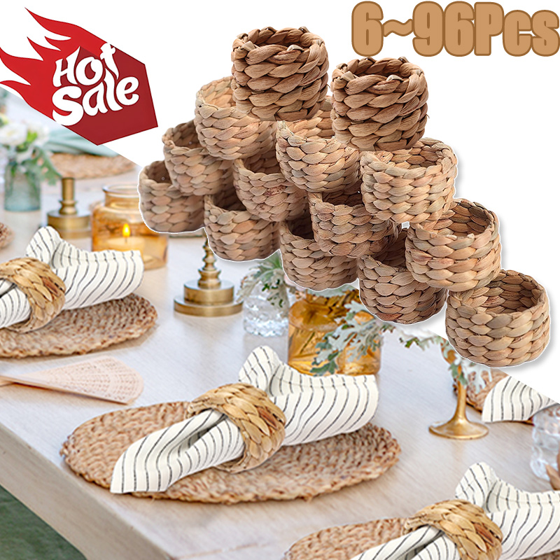 6/96Pcs Woven Handmade Napkin  - Outdoor Furniture Cafe ulasan dan harga
