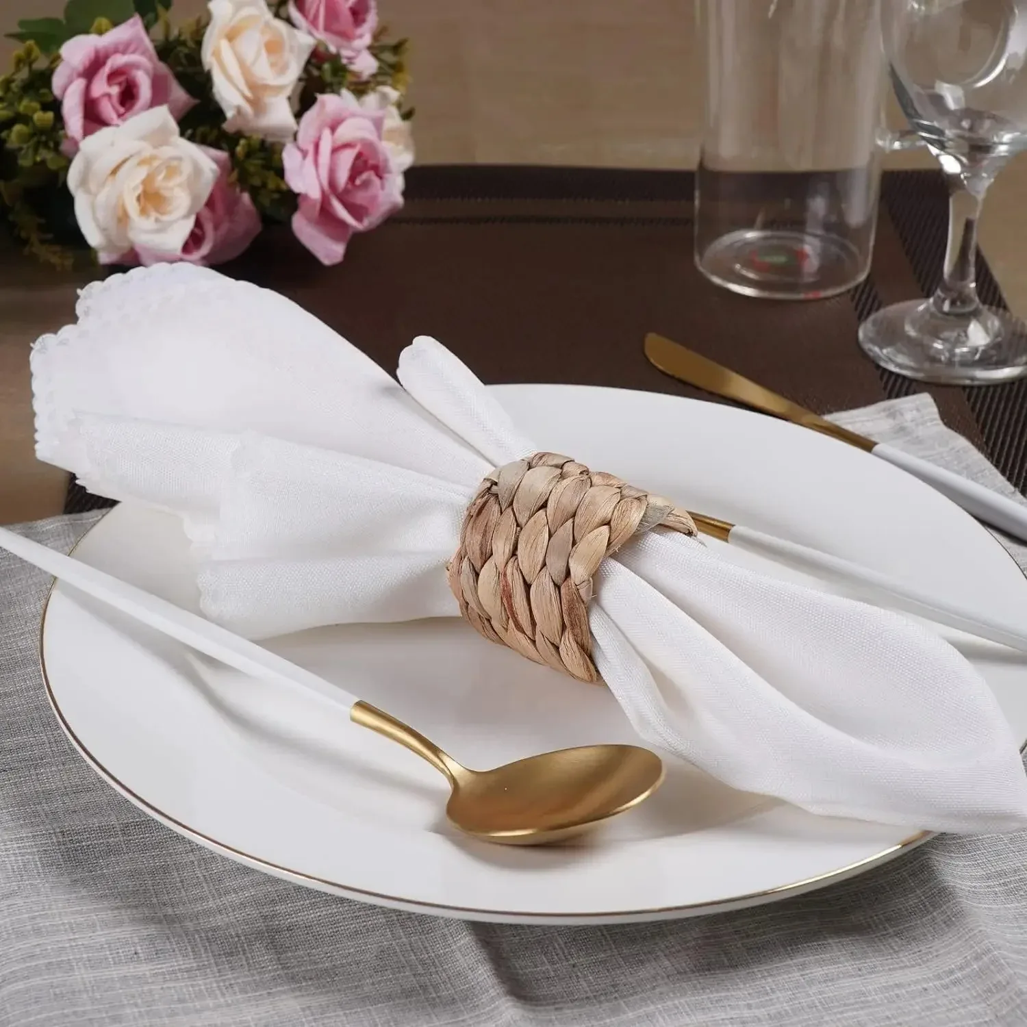 6/96Pcs Woven Handmade Napkin  - Outdoor Furniture Cafe ulasan dan harga