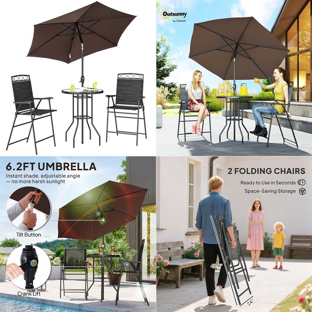 4 Piece Outdoor Patio Dining F - Outdoor Furniture Umbrella ulasan dan harga